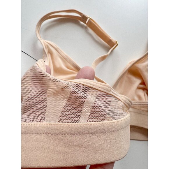 NWT LIVELY Toasted Almond Sheer Plunging Lace Triangle Bralette Bra, Size S - Picture 11 of 15